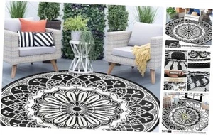 Round Outdoor Rugs 6Ft Reversible Patio Rugs Lightweight Plastic Straw Rug - Picture 1 of 7