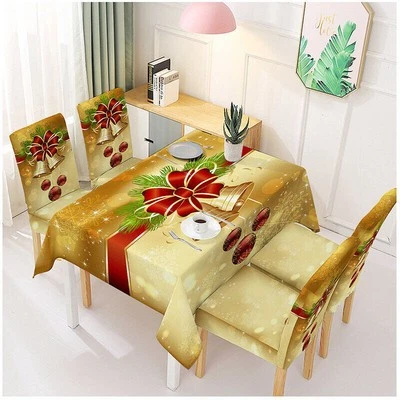 Christmas Bells Tablecloth Dining Table Cloth Cover Xmas Party Home Dinner Decor - Image 1 of 4