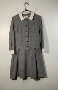 Womens Vintage 60s 70s Kay Windsor Plaid Drop Waist Pleat Front Dress school gir - Picture 1 of 7