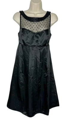 Vestido GLAMOUR Vintage FREDERICK Of HOLLYWOOD Negro Satinado Manga Corta Talla 14 Foto 1 de 4