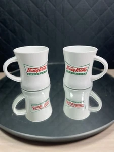 (2) Krispy Kreme Donuts Vintage schwer dick Restaurant Geschirr Kaffeebecher Tasse Logo - Bild 1 von 8