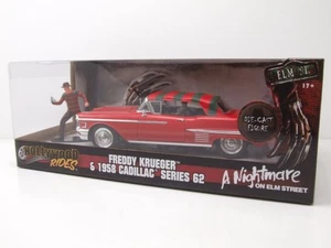 Cadillac Series 62 1958 rojo con figura Freddy Krueger coche modelo 1:24 Jada Toys - Imagen 1 de 11