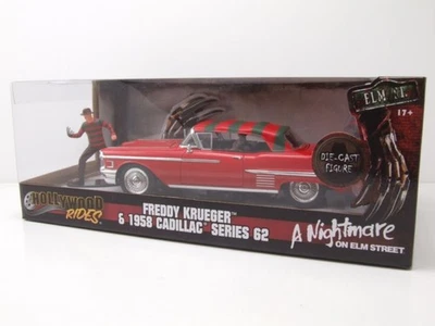 Cadillac Series 62 1958 rot mit Figur Freddy Krueger Modellauto 1:24 Jada Toys - Bild 1 von 4