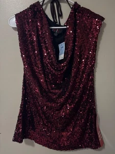 R&K ORIGINALS TALLA 10 ROJO PUNTO LENTEJUELAS TOP CAPUCHA CUELLO NUEVO CON ETIQUETAS - Imagen 1 de 8