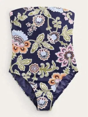 Boden Support Bandeau Swimsuit Sz US/UK 34A Blue Paisley Boho Underwire EUC - Image 1 of 4