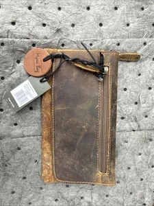 Upcycled Oak Fire Leather & Cowhide Wallet S-2716 - Sustainable Fashion NEU - Bild 1 von 3