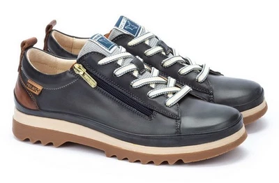 Pikolinos Halbschuh VIGO Blau Leder Schnürschuh Sneaker Reißverschluss Softfoam