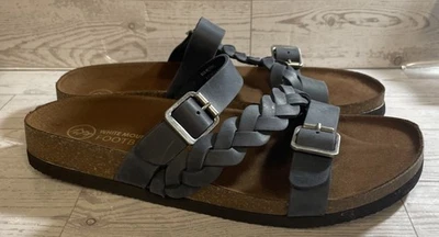 White Mountain Huntington Footbed Slip On Gray Leather Sandals Women’s 9.5 M - Image 1 of 4