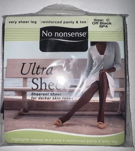 NEU VINTAGE NO NONSENSE ULTRA TRANSPARENT GRÖSSE C OFF BLACK STRUMPFHOSE VERSTÄRKTE ZEHE - Bild 1 von 2