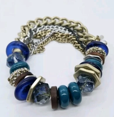 Kenneth Cole NY Beaded Chain Stretch Bracelet One Size Asymmetrical - Image 1 of 4