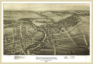 11897.Decoration Poster.Room wall.Home art design.1893 Downingtown air view map - Picture 1 of 1