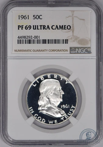 1961 Proof Franklin Half Dollar 50c NGC PF 69 Ultra Cameo PriceGuide: $39k! Cover