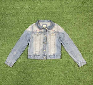 Girl's Mudd Size 12 Denim Jacket Long Sleeve Embroidered Blue - Picture 1 of 11