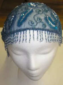 Gorra para cabeza Julieta turquesa con cuentas a mano Adini EE. UU. - Imagen 1 de 3