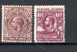Falkland Islands 1928 2d Rötlich Kastanienbraun Und 1929-37 6d Sg 75c Annd 121 - Afbeelding 1 van 1