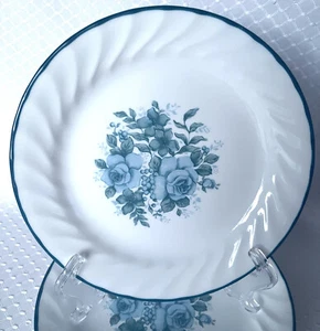 4 Corelle Blue Velvet Rose 7" Salad Dessert Plates Swirl Edges - Picture 1 of 3