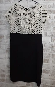 Vestido Lunares Volantes Negro y Crema Talla 14 Verano Versátil - Imagen 1 de 8