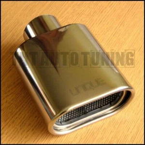 Marmitta Terminale Di Scarico Auto Universale 56mm Doppio Tuning Cromato - Picture 1 of 7