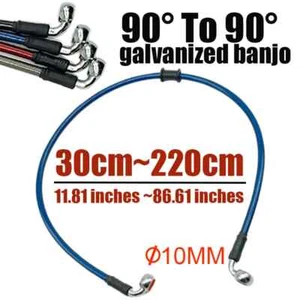 300mm-2200mm Motorcycle Hydraulic Brake Hose Line Cable 90° Braided Oil Pipe - Bild 1 von 6
