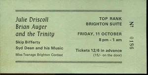 JULIE DRISCOLL, BRIAN AUGER & THE TRINITY : original UK 60's Gig Ticket BRIGHTON - Bild 1 von 2