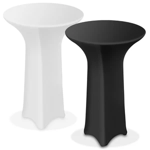 Round Highboy Cocktail Table Cover, Stretch Spandex Fitted Wedding Tablecloth - Picture 1 of 11