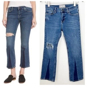 Free People Color Blocked Cropped Flare Women’s Jean Size 25 - Picture 1 of 11