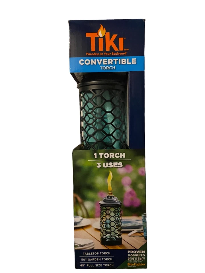 TIKI BRAND Glass Honeycomb Torch 65 Inches Blue 1117101