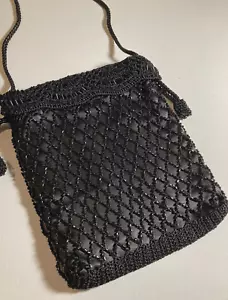 NUOVA BORSA DA SERA A TRACOLLA VALERIE STEVENS NERA CON PERLINE - Foto 1 di 7