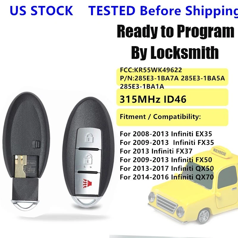 for Infiniti FX35 FX37 FX50 QX50 QX70 2008 2009 2010 - 2016 Smart Remote Key Fob Foto 1 de 3