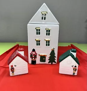 Neu Weihnachten Winterzeit Keramik Keksdose handbemalt & Salz & Pfefferstreuer - Bild 1 von 12
