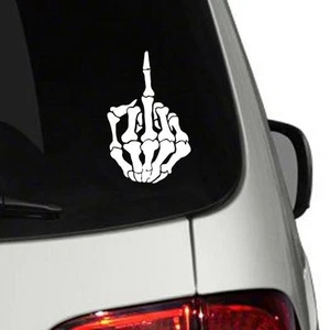 Skeleton Middle Finger - Vinyl Decal Bumper Sticker Laptop Decal Window Sticker - Picture 1 of 2