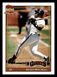 1991 Topps Kevin Mitchell  #40 San Francisco Giants Centered NM-MINT