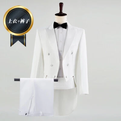 Para hombres Esmoquin Anfitrión Traje Cantante Boda Informal Abrigo + Pantalones Negocios Pecho Único Foto 1 de 4
