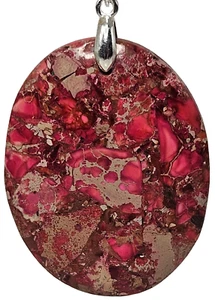 Natural Red Sea Sediment Jasper Pendant 925 Pinch Bail 13g Oval 45x33x3mm - Picture 1 of 11