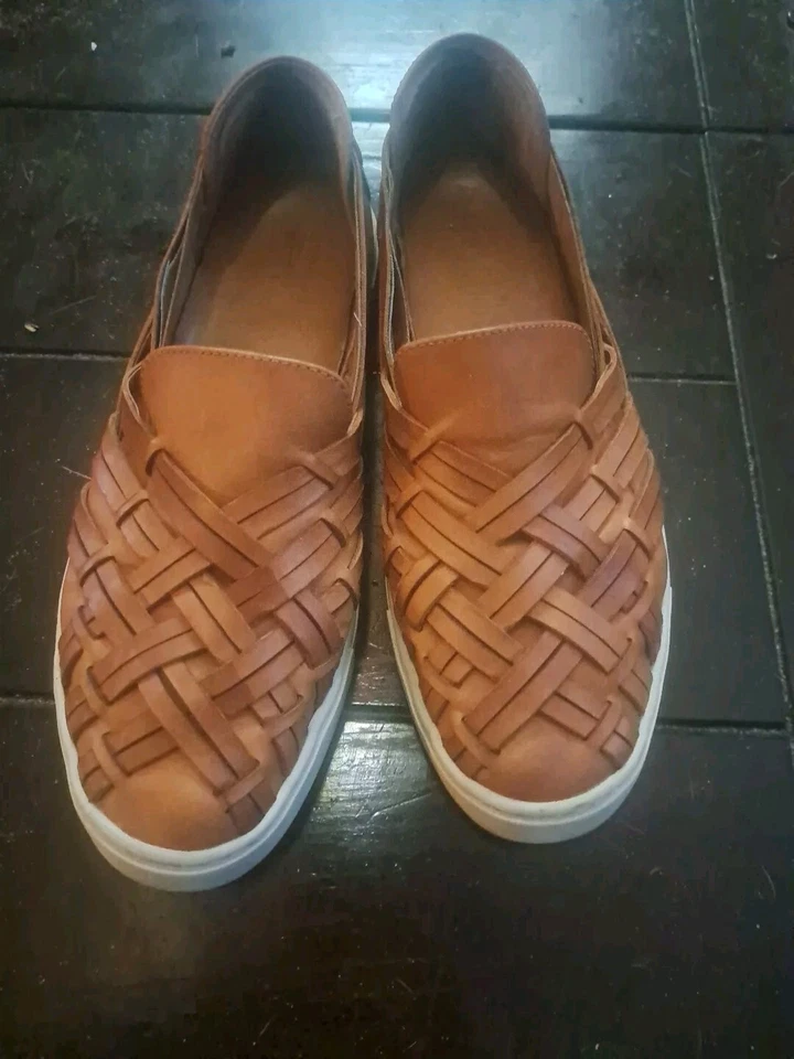 Frye Hurache Talla 9m Cuero Chevron Tostado Sin Cordones Foto 1 de 4