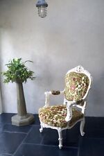 Large Antique Armchair  French Boudoir Chair Metal Sprung Beautiful Upholstery