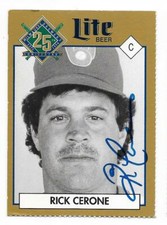 RICK CERONE 1994 25TH ANNIVERSARY MILLER BREWING AUTOGRAPHED SIGNED BREWERS