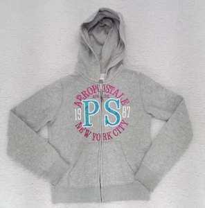 P. S. From Aeropostale Girl’s Size 10 Gray Heathered Hoodie Zipper Front Jacket - Picture 1 of 10