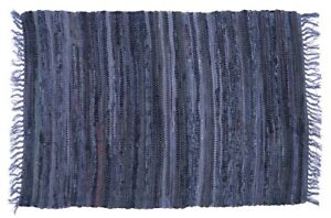Sturbridge 24" x 72" Rag Runner in Denim Blue, 100% Cotton Hand Woven Throw Rug