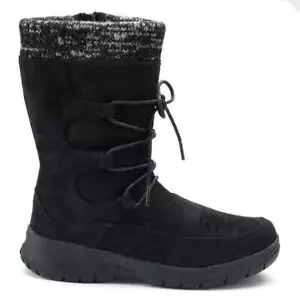 Womens Boots Snow Winter Water Resistant Suede Itasca Black Mid Calf $80-size 7 - Picture 1 of 8