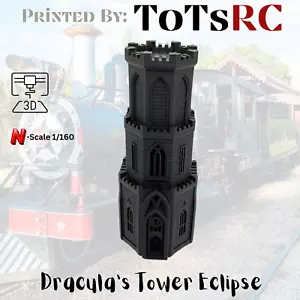 Edificio stampato in 3D scala N 1:160 - Torre di Dracula PLA nero eclissi - Foto 1 di 5