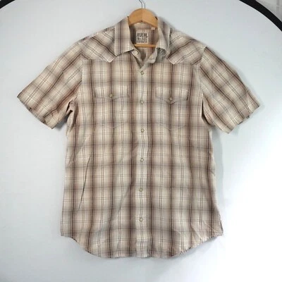 Camisa Occidental Ruehl No.925 Marrón a Cuadros Manga Corta Abotonada XL Vaquero Rodeo Foto 1 de 4