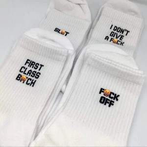 Calcetines de algodón Curse Word l GRATIS REINO UNIDO POST l Negros Hombres Mujeres Novedad Juramento al tobillo - Imagen 1 de 4