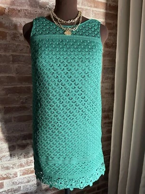 Ann Taylor Loft Green Lace Knit Sleeveless Sheath Dress Women’s Size 00 - Image 1 of 4
