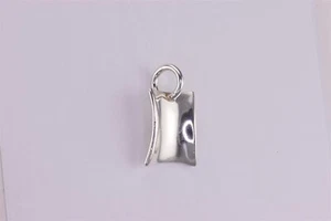Colgante rectángulo modernista concavado pulido de plata esterlina 20 mm x 16 mm pulido - Imagen 1 de 6