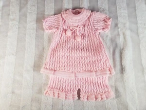 Vintage 2 Pc Outfit Baby Girls Pink Knit Dress & Bloomers Size 18 Months Japan - Picture 1 of 12