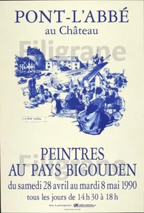 EXPO PONT L'ABBé PEINTRES Rfvy-POSTER HQ 50x70cm d'une AFFICHE VINTAGE - Imagen 1 de 1