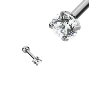 1,2 x 8 mm Steel Ohr & Knorpel Piercing mit rundem Kristall in Krappenfassung - Bild 1 von 1