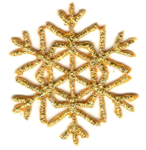 SNOWFLAKE GOLD METALLIC SMALL Iron On Patch Winter Snow Christmas - Picture 1 of 2
