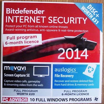 BITDEFENDER INTERNET SECURITY 2014 + 2 OTHER FULL PROGRAMS WINDOWS 8 - Image 1 of 2